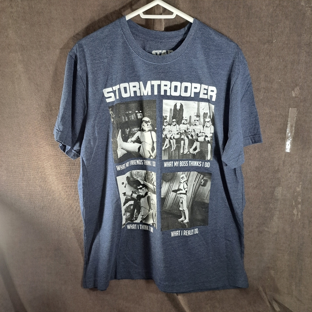 Star Wars Stormtrooper What I Really Do Humourous Heather Blue Graphic Tee VG XL
